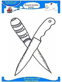Çocuklar İçin Bıçak Boyama Sayfaları 